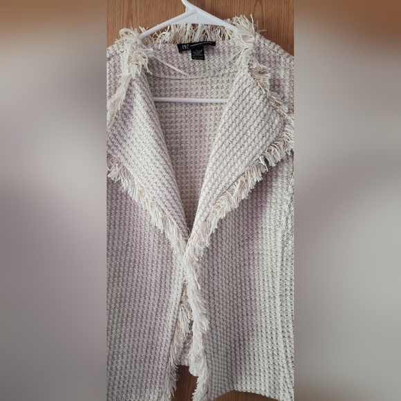 INC International Concepts Cream Cropped Cardigan Sweater - Picture 3 of 7